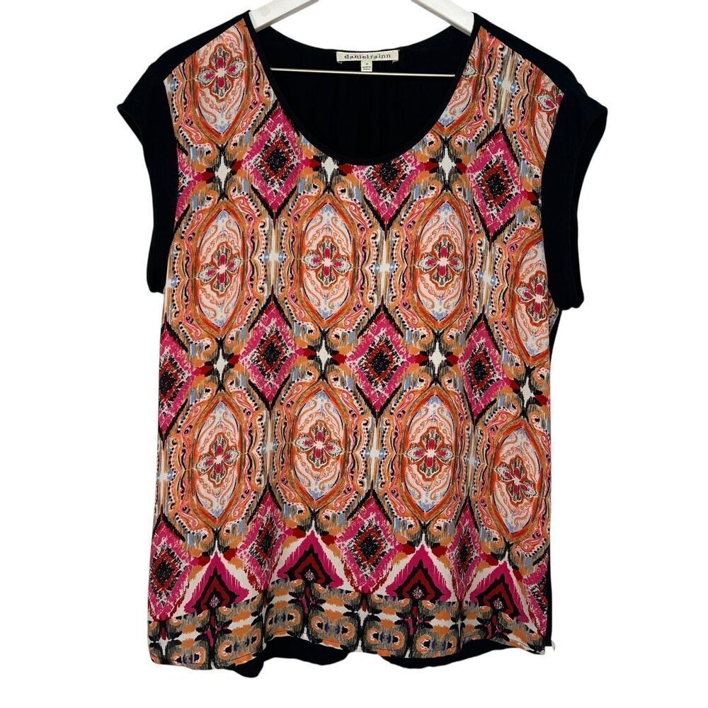 Daniel Rainn Sleeveless Top size Medium Abstract Artsy Boho Pullover Blouse